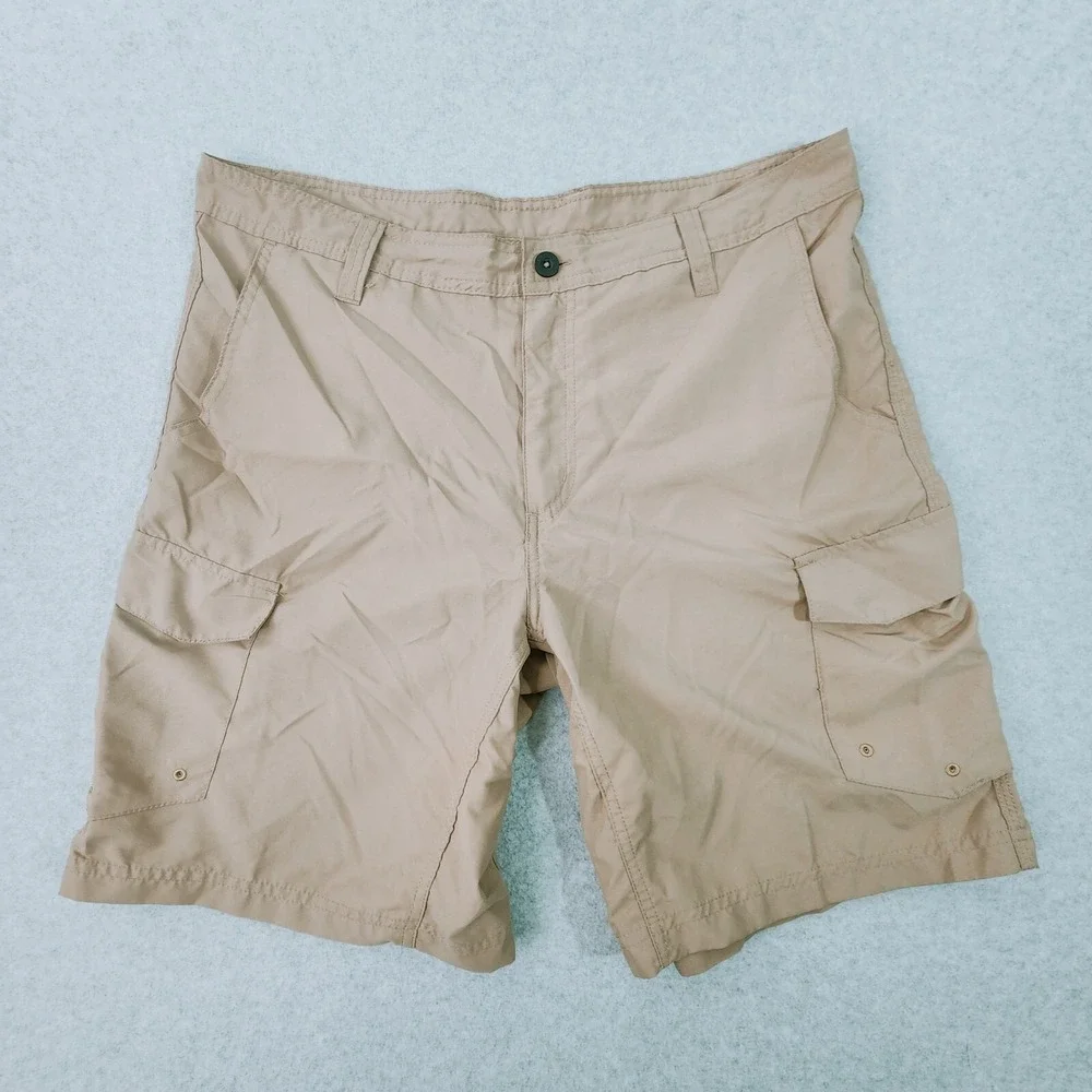 Magellan Outdoors Cargo Shorts Men 38 Tan Fishing Water Repellent 6-Pocket Sport
